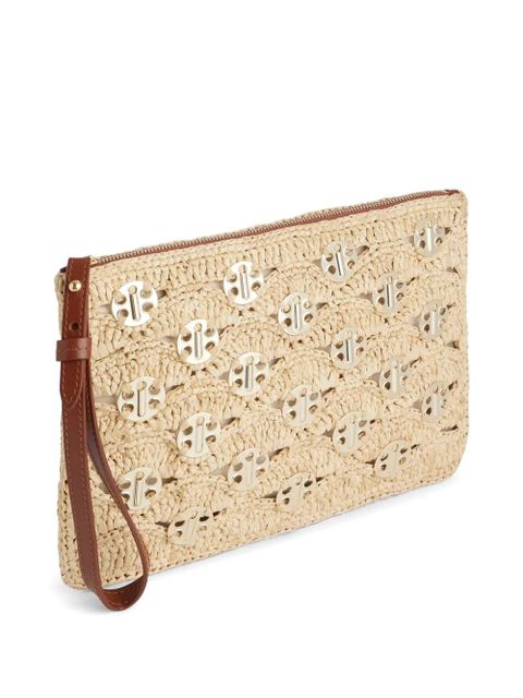 Rabanne lurex-detail clutch bag - Neutrals