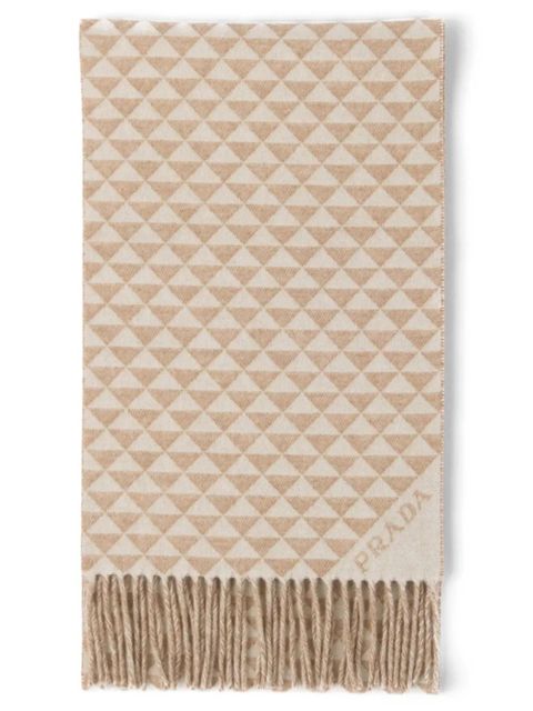 Prada Symbole reversible wool-cashmere scarf - Neutrals - zdjęcie produktu nr 1