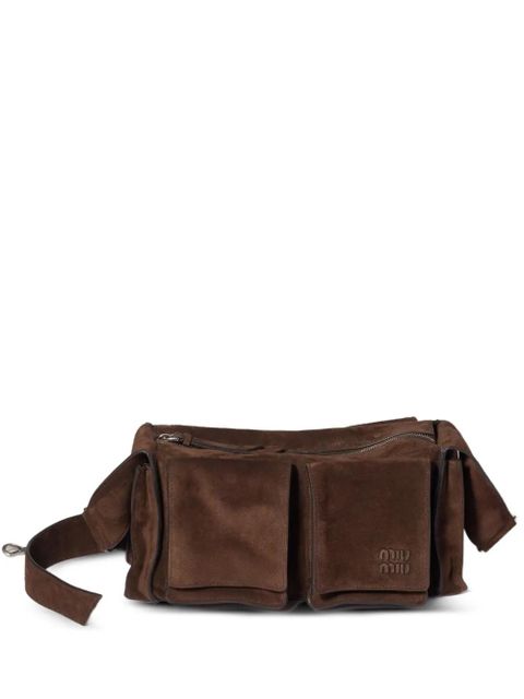 Miu Miu Utilitaire suede shoulder bag - Brown - zdjęcie produktu nr 1