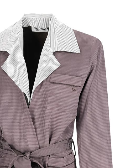 The Attico belted houndstooth-pattern jacket - Purple
