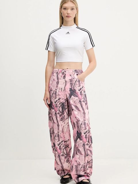 adidas Originals spodnie Sat Cargo Pants damskie kolor różowy szerokie high waist KC8809 - zdjęcie produktu nr 2