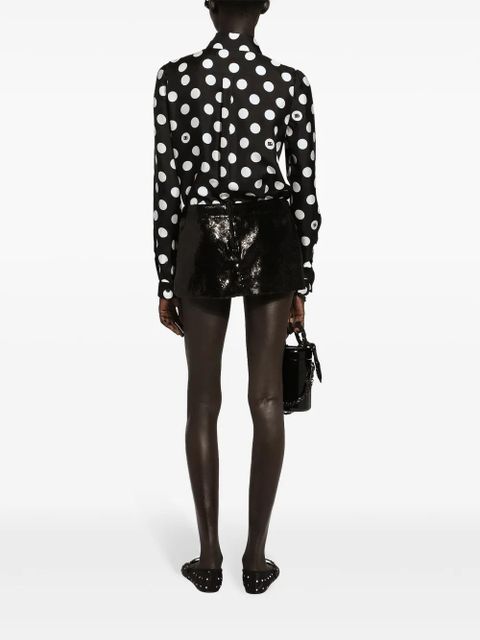 Dolce & Gabbana polka-dot silk twill shirt - Black