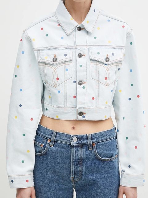 Fiorucci kurtka jeansowa bawełniana Confetti Dot Cropped Denim