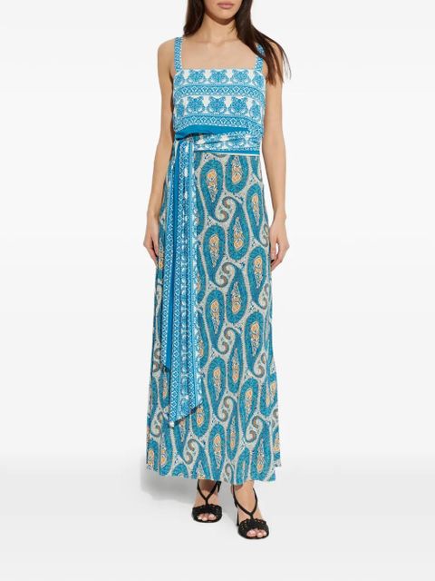 ETRO patterned tie-waist maxi dress - Blue