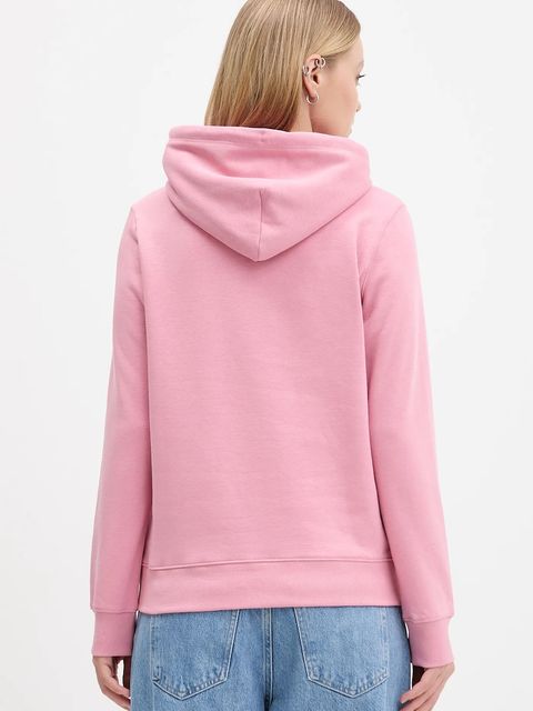 Tommy Jeans bluza damska kolor różowy z kapturem z nadrukiem DW0DW21963