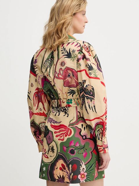 Farm Rio sukienka bawełniana kolor beżowy mini prosta 350089 - zdjęcie produktu nr 2