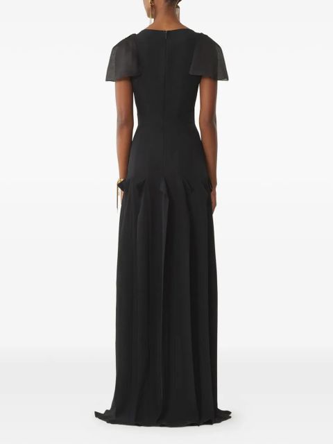 Lanvin lace-detail pleated maxi dress - Black