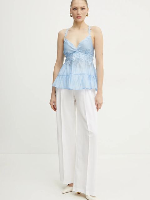 ERMANNO Firenze bluzka damska kolor niebieski gładka 56TL025ES3