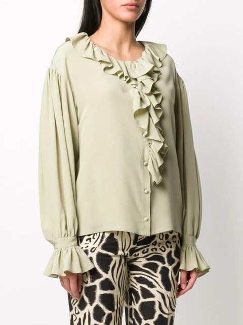 ETRO ruffle trimmed silk blouse - Green