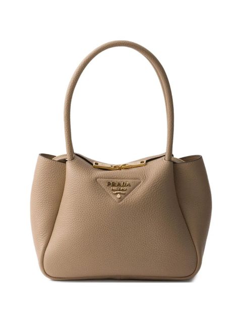 Prada small logo-lettering tote bag - Neutrals