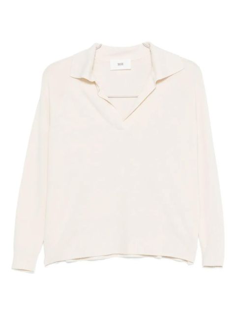SOLOTRE V-neck collared sweater - White