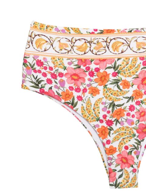 FARM Rio floral high-waist bikini bottom - White