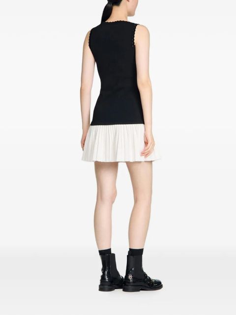 SANDRO mini ruffled pleated dress - Black