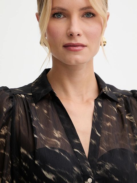 Morgan koszula damska kolor czarny slim z kołnierzykiem klasycznym COOD.F