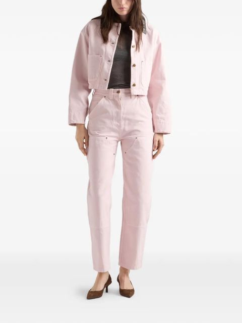 Prada leather collar patch-pockets jacket - Pink - zdjęcie produktu nr 2