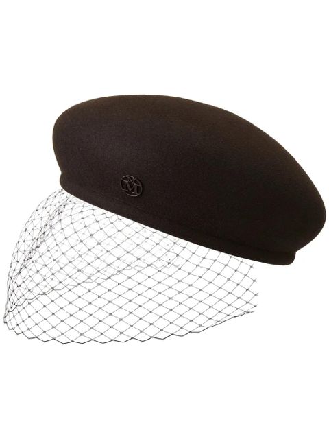 Maison Michel Bonnie veil beret hat - Brown - zdjęcie produktu nr 1