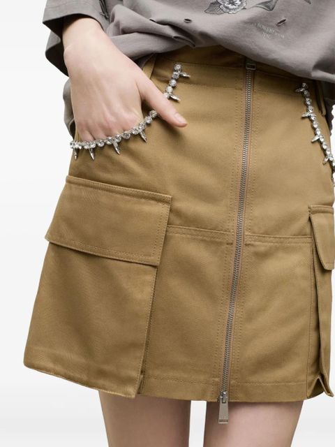 AREA crystal-embellished mini skirt - Neutrals