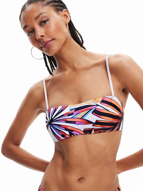 Desigual biustonosz kąpielowy kolor biały miękka miseczka