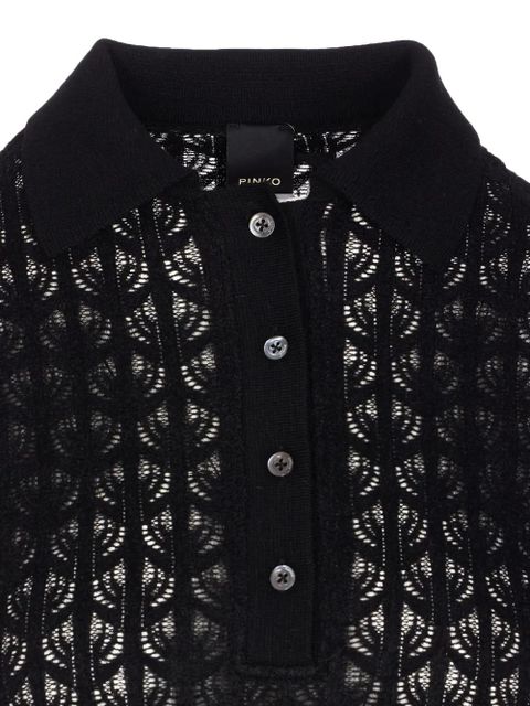 PINKO lace-panel polo-neck top - Black