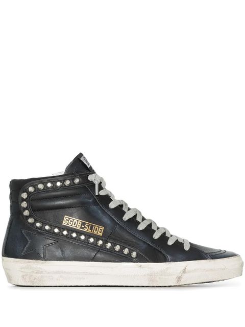 Golden Goose Slide distressed studded sneakers - Black - zdjęcie produktu nr 1