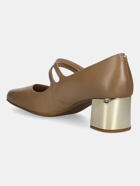 MICHAEL Michael Kors czółenka skórzane Matilda kolor beżowy na słupku 40F5MTMP1L.297