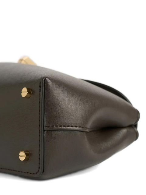 TOTEME Mini T-lock leather clutch bag - Brown