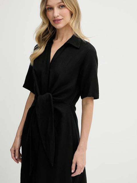 Tommy Hilfiger sukienka lniana kolor czarny mini rozkloszowana WW0WW45836