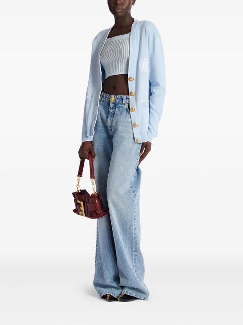 Balmain emblem button cardigan - Blue