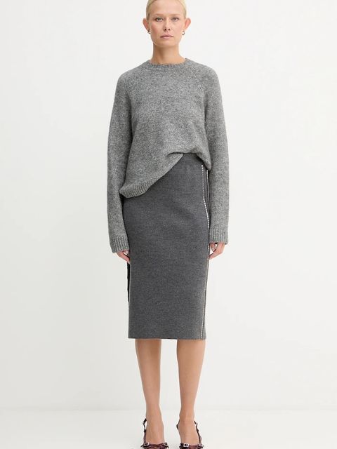 BOSS sweter z domieszką wełny damski kolor szary 50478315 - zdjęcie produktu nr 2