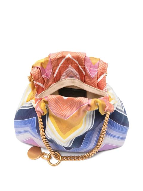 Missoni wave silk drawstring chain tote bag - Blue