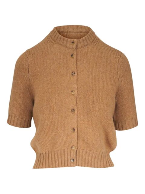 KHAITE button-down short-sleeved cardigan - Brown