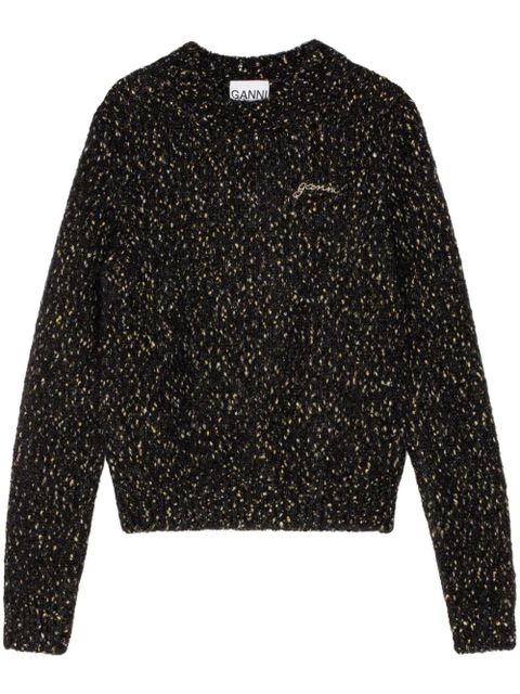 GANNI logo-embroidered crew-neck jumper - Black - zdjęcie produktu nr 1