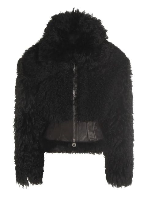 Blumarine leather-detail fleece jacket - Black - zdjęcie produktu nr 1