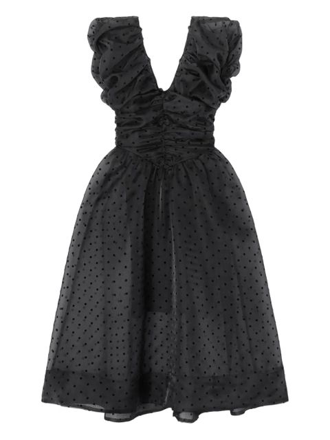 GANNI ruffled polka dot-pattern mini dress - Black - zdjęcie produktu nr 1