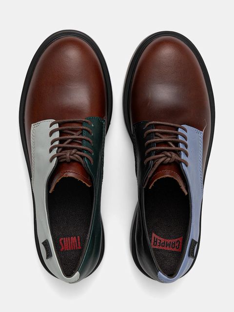 Camper półbuty skórzane TWS damskie kolor czarny na płaskim obcasie K201684-023