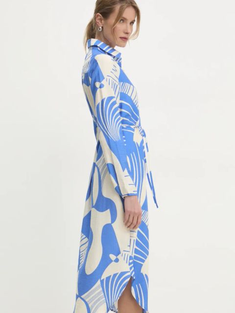 Answear.LAB sukienka kolor niebieski midi prosta