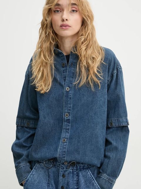 G-Star koszula damska kolor niebieski relaxed z kołnierzykiem klasycznym D25358-D252