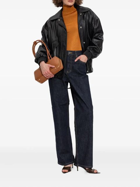 Self-Portrait ribbed high-neck top - Orange - zdjęcie produktu nr 2