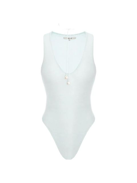 MANURÍ tie-neck sleeveless bodysuit - Blue - zdjęcie produktu nr 1