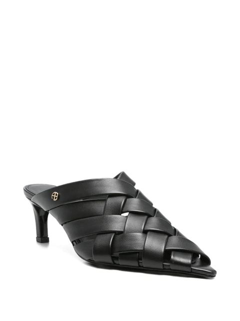 ANINE BING 55mm Eve woven leather mules - Black - zdjęcie produktu nr 2