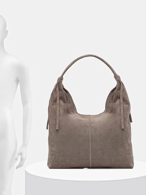 Answear.LAB torebka zamszowa kolor beżowy