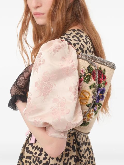 Valentino Garavani small Vain Soft embroidered shoulder bag - Neutrals