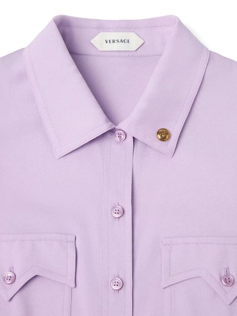 Versace stretch georgette viscose midi dress - Purple