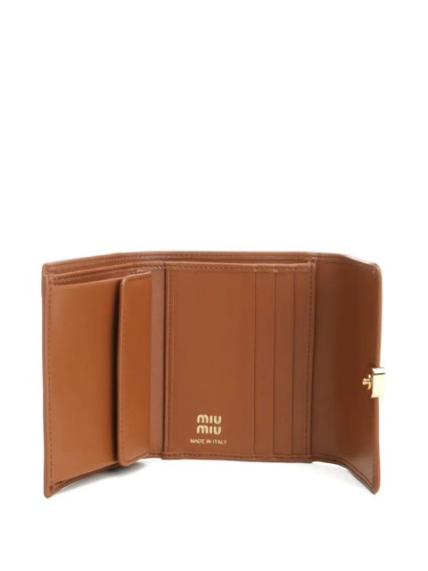 Miu Miu logo-plaque leather wallet - Neutrals