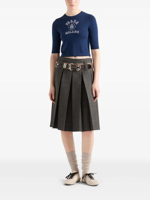 Prada logo-intarsia cashmere jumper - Blue - zdjęcie produktu nr 2