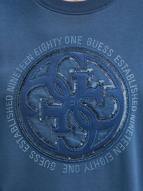 Guess bluza 4G damska kolor niebieski z aplikacją W5YQ07 KB681