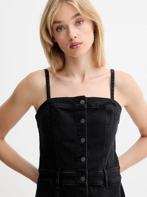 Levi's sukienka jeansowa kolor czarny midi dopasowana 0002S