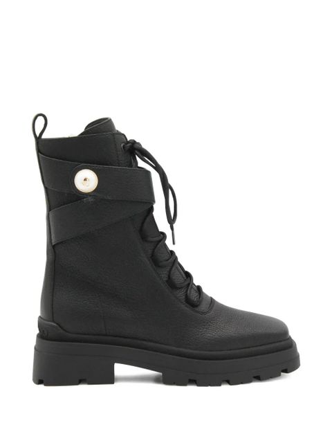 Jimmy Choo 45mm pearl-embellished lace-up combat boots - Black - zdjęcie produktu nr 2
