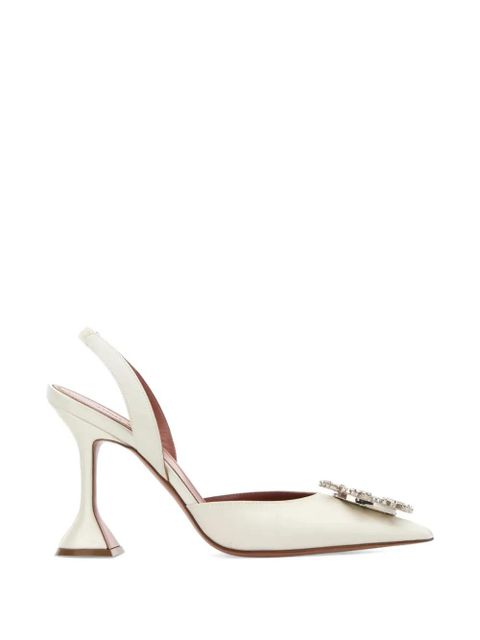 Amina Muaddi Begum satin embellished pumps - Neutrals - zdjęcie produktu nr 1