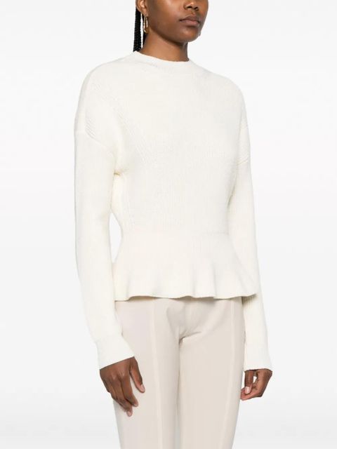 Chloé peplum-hem ribbed-knit jumper - Neutrals